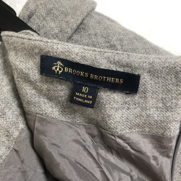 BROOKS‎ BROTHERS 100% Wool A-Line Midi Skirt Sz 10 Gray Lined Faux Belt Preppy - Picture 3 of 10